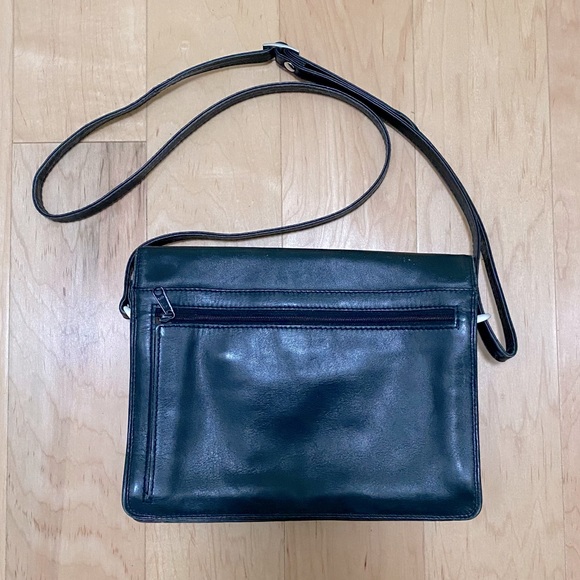 Leather Crossbody Handbag / Organizer by Derek Alexander in black & brown. - Picture 2 of 6